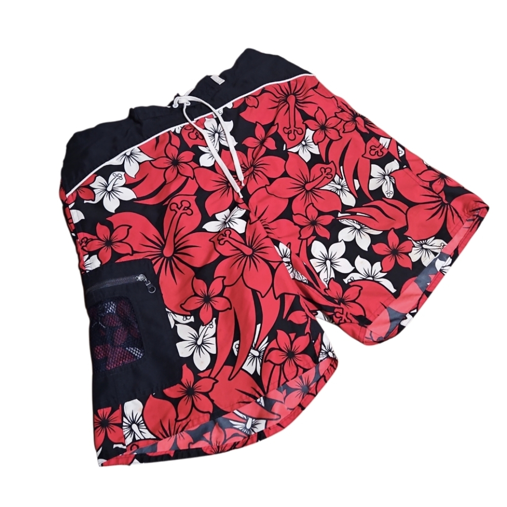 Red Floral Swim Shorts Surf Gear STIG M 4th of July Pre-owned Circular Fashion - Picture 6 of 17